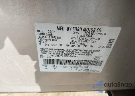 2016 Lincoln Mkx Reserve from USA, damaged, VIN 2LMTJ8LP9GBL69563